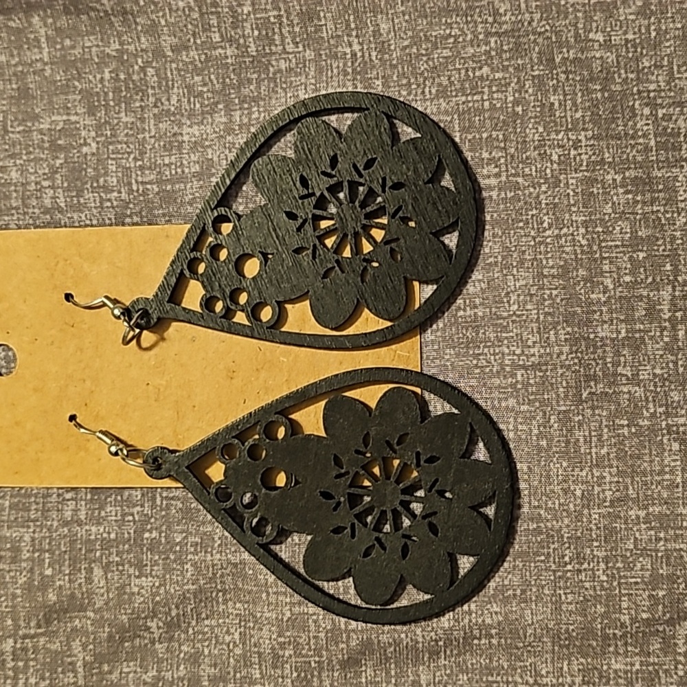 Black wood earrings